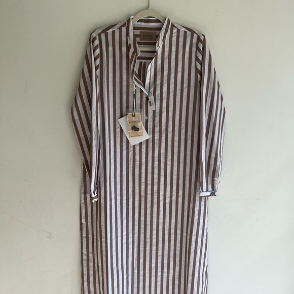 NWT! FORTELA Valery Striped Embellished Cotton-Voile Maxi Dress Size Small - Picture 4 of 10
